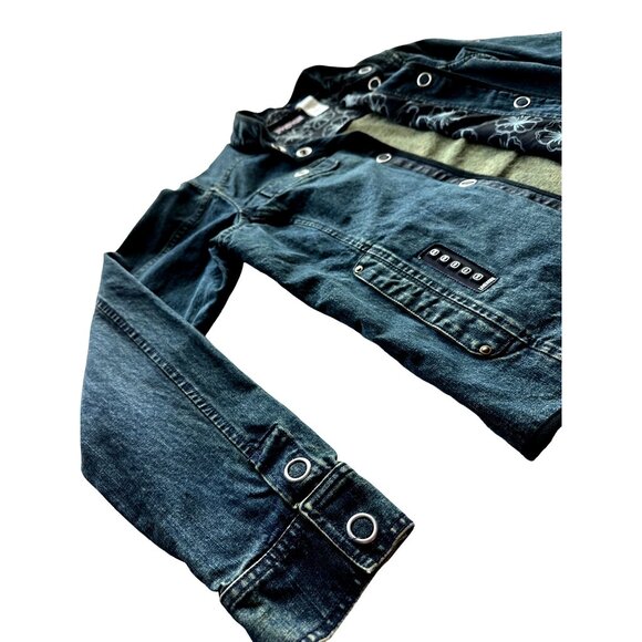 Jansport Jean Jacket VINTAGE Walkman Dark Denim Long Sleeve Snap Close Large - Picture 7 of 8